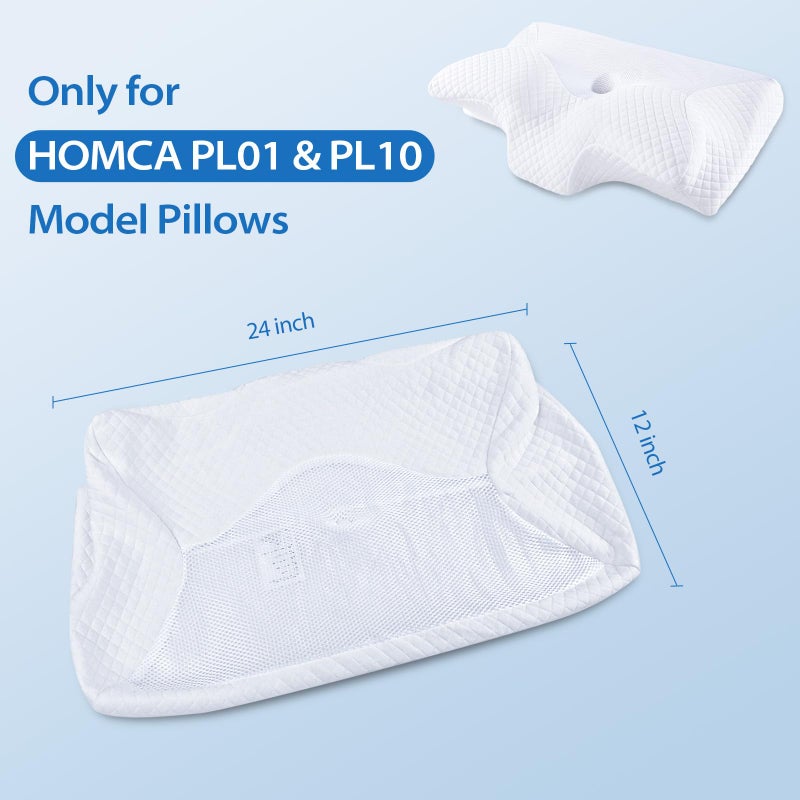 HOMCA Pillowcase for Memory Foam Cervical Pillow, Hypoallergenic Contour Pillow Case, 1Pack, Grey (Suitable for Pillow Model: PL01) - Image 2